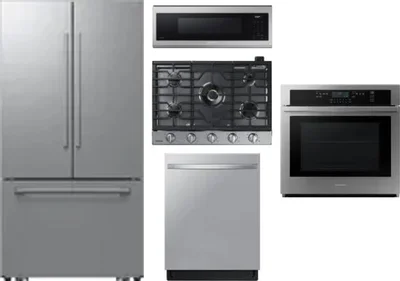 5 Piece Package Includes Refrigerator, Cooktop, Wall Oven, Microwave And Dishwasher