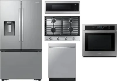 5 Piece Package Includes Refrigerator, Cooktop, Wall Oven, Microwave And Dishwasher