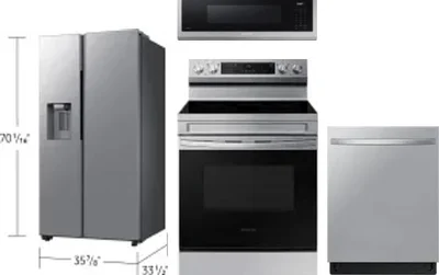 4 Piece Package Includes Refrigerator, Range, Microwave And Dishwasher
