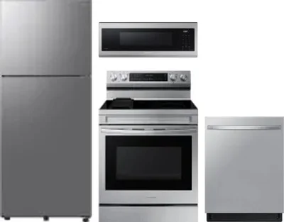 4 Piece Package Includes Refrigerator, Range, Microwave And Dishwasher