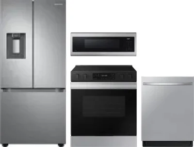 4 Piece Package Includes Refrigerator, Range, Microwave And Dishwasher