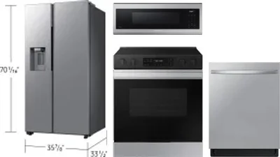 4 Piece Package Includes Refrigerator, Range, Microwave And Dishwasher