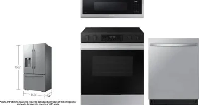 4 Piece Package Includes Refrigerator, Range, Microwave And Dishwasher