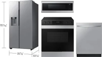 4 Piece Package Includes Refrigerator, Range, Microwave And Dishwasher