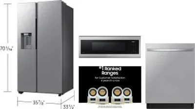 4 Piece Package Includes Refrigerator, Range, Microwave And Dishwasher