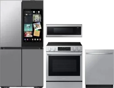 4 Piece Package Includes Refrigerator, Range, Microwave And Dishwasher