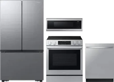 4 Piece Package Includes Refrigerator, Range, Microwave And Dishwasher