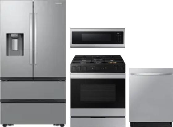 4 Piece Package Includes Refrigerator, Range, Microwave And Dishwasher