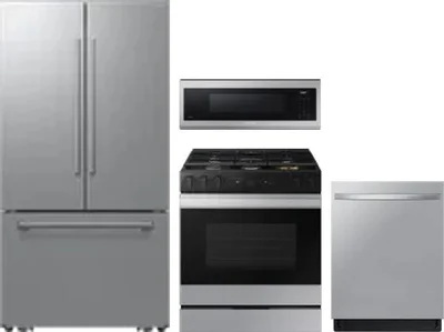 4 Piece Package Includes Refrigerator, Range, Microwave And Dishwasher