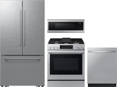 4 Piece Package Includes Refrigerator, Range, Microwave And Dishwasher