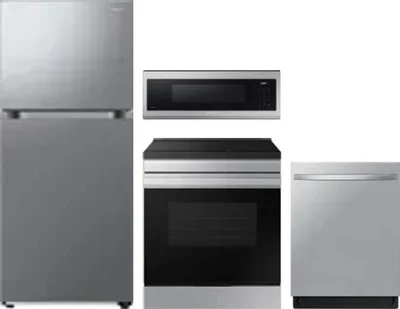4 Piece Package Includes Refrigerator, Range, Microwave And Dishwasher