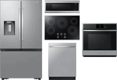 5 Piece Package Includes Refrigerator, Cooktop, Wall Oven, Microwave And Dishwasher