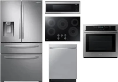 5 Piece Package Includes Refrigerator, Cooktop, Wall Oven, Microwave And Dishwasher