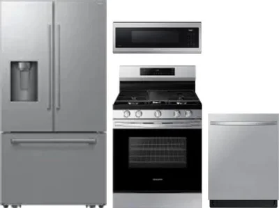 4 Piece Package Includes Refrigerator, Range, Microwave And Dishwasher