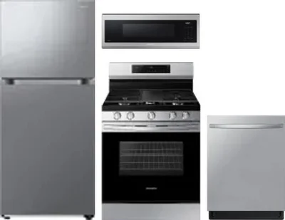 4 Piece Package Includes Refrigerator, Range, Microwave And Dishwasher