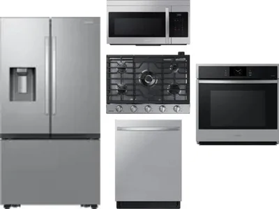5 Piece Package Includes Refrigerator, Cooktop, Wall Oven, Microwave And Dishwasher
