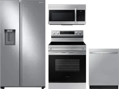 4 Piece Package Includes Refrigerator, Range, Microwave And Dishwasher