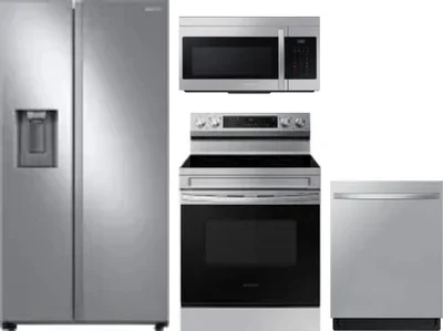 4 Piece Package Includes Refrigerator, Range, Microwave And Dishwasher