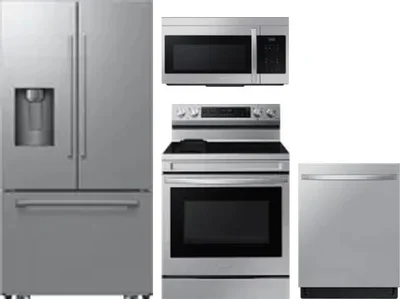 4 Piece Package Includes Refrigerator, Range, Microwave And Dishwasher
