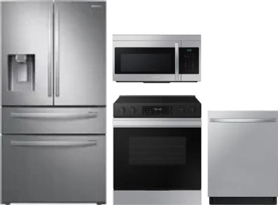 4 Piece Package Includes Refrigerator, Range, Microwave And Dishwasher