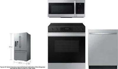 4 Piece Package Includes Refrigerator, Range, Microwave And Dishwasher