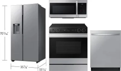 4 Piece Package Includes Refrigerator, Range, Microwave And Dishwasher
