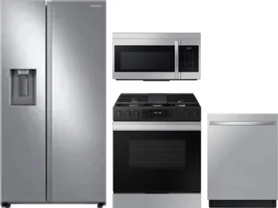 4 Piece Package Includes Refrigerator, Range, Microwave And Dishwasher