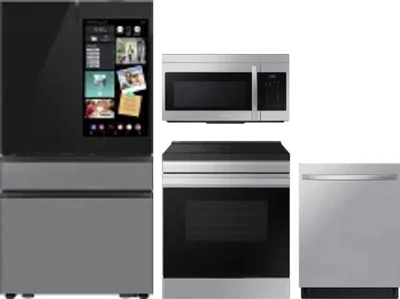 4 Piece Package Includes Refrigerator, Range, Microwave And Dishwasher