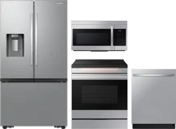 4 Piece Package Includes Refrigerator, Range, Microwave And Dishwasher