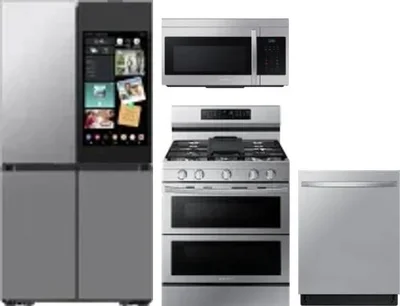 4 Piece Package Includes Refrigerator, Range, Microwave And Dishwasher