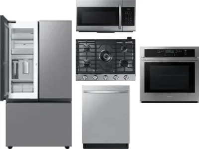 5 Piece Package Includes Refrigerator, Cooktop, Wall Oven, Microwave And Dishwasher