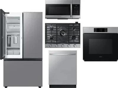 5 Piece Package Includes Refrigerator, Cooktop, Wall Oven, Microwave And Dishwasher
