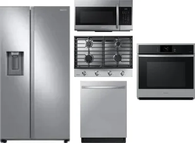 5 Piece Package Includes Refrigerator, Cooktop, Wall Oven, Microwave And Dishwasher