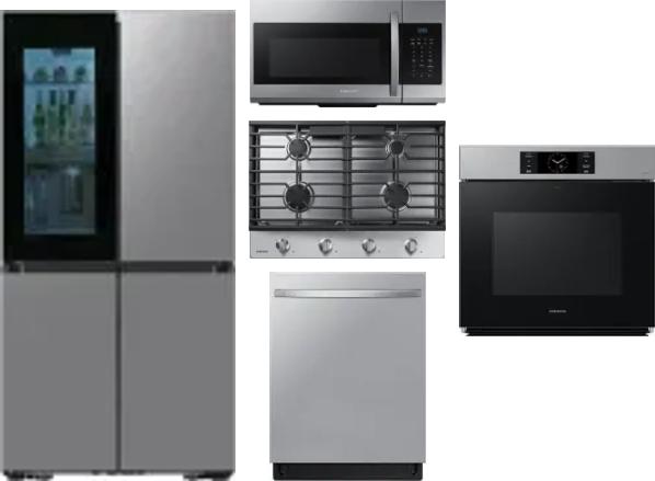 5 Piece Package Includes Refrigerator, Cooktop, Wall Oven, Microwave And Dishwasher