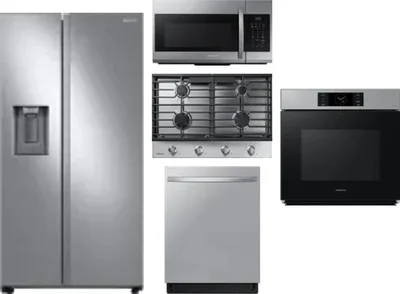 5 Piece Package Includes Refrigerator, Cooktop, Wall Oven, Microwave And Dishwasher