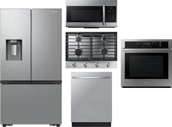 5 Piece Package Includes Refrigerator, Cooktop, Wall Oven, Microwave And Dishwasher
