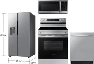 4 Piece Package Includes Refrigerator, Range, Microwave And Dishwasher
