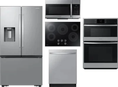 5 Piece Package Includes Refrigerator, Cooktop, Wall Oven, Microwave And Dishwasher