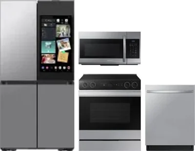 4 Piece Package Includes Refrigerator, Range, Microwave And Dishwasher