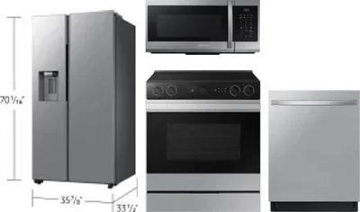 4 Piece Package Includes Refrigerator, Range, Microwave And Dishwasher