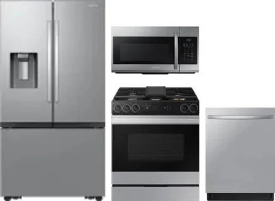 4 Piece Package Includes Refrigerator, Range, Microwave And Dishwasher