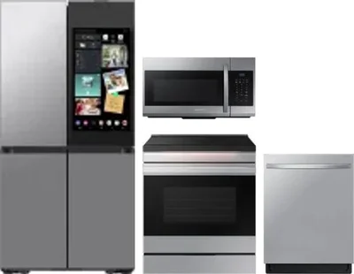 4 Piece Package Includes Refrigerator, Range, Microwave And Dishwasher