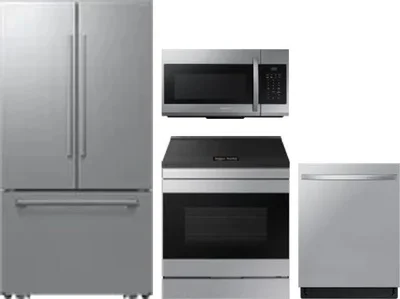 4 Piece Package Includes Refrigerator, Range, Microwave And Dishwasher
