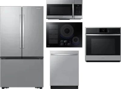 5 Piece Package Includes Refrigerator, Cooktop, Wall Oven, Microwave And Dishwasher