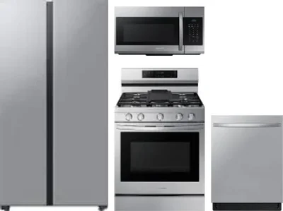 4 Piece Package Includes Refrigerator, Range, Microwave And Dishwasher