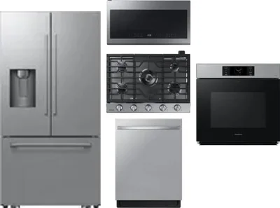 5 Piece Package Includes Refrigerator, Cooktop, Wall Oven, Microwave And Dishwasher