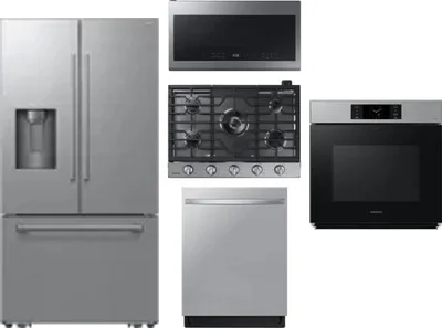 5 Piece Package Includes Refrigerator, Cooktop, Wall Oven, Microwave And Dishwasher