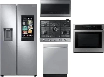 5 Piece Package Includes Refrigerator, Cooktop, Wall Oven, Microwave And Dishwasher