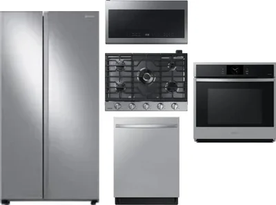 5 Piece Package Includes Refrigerator, Cooktop, Wall Oven, Microwave And Dishwasher