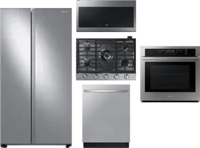 5 Piece Package Includes Refrigerator, Cooktop, Wall Oven, Microwave And Dishwasher